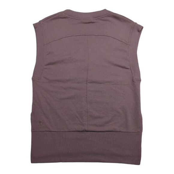 Athleta Retroterry V-Neck Sweatshirt Tee Mauve Sleeveless Womens XS - Picture 2 of 11